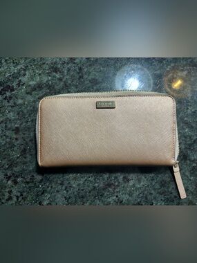 kate spade Rose Gold Metallic Blush Zip-Around Wallet